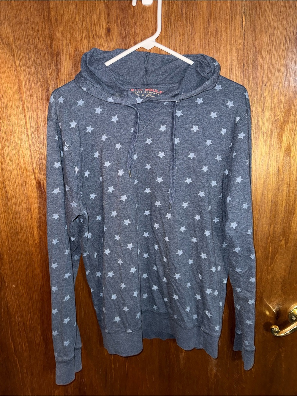 Gray Star Print Hoodie Sweatshirt